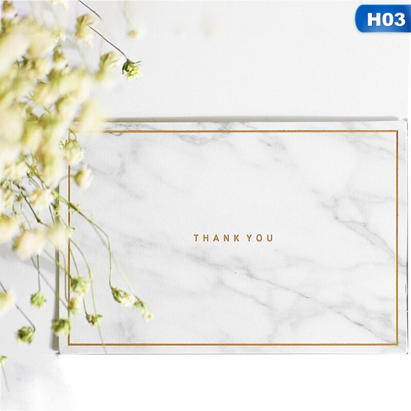 5pcs/set Mini Marbled Gold Stamping Cards Simple Greeting Card Message Cards Christmas Cards Stationery Set