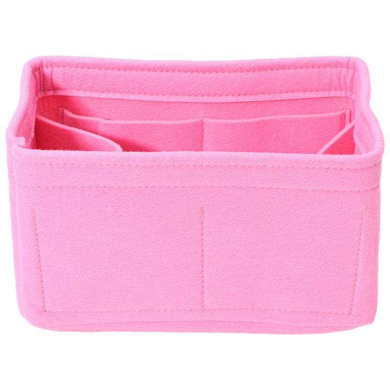 Bolsa de fieltro, bolsa de maquillaje, organizador, bolsa interior de viaje, bolsa de almacenamiento de bolsas cosméticas portátil LX9F: Rosa / S