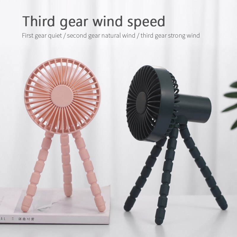 Portable Tripod Fan Air Cooler Fan Rechargeable Mini Fan Cooling 3-speed Adjustable Fan With1800mAh Battery For Travel Home