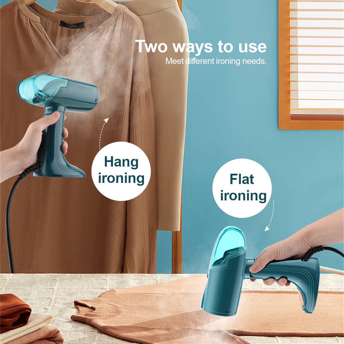 Handheld Garment Steamer 1500W Household Fabric Steam Iron 120ml Mini Portable Horizontal Vertical Fast-Heat For Clothes Ironing