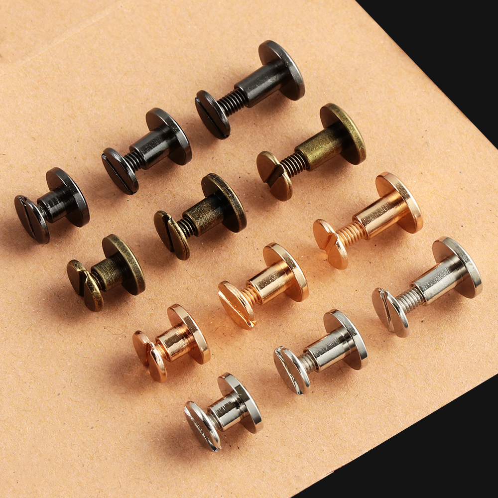 10 stk/pose 5/6.5/ 8mm stropnitter skrue solid sømbolt bogholderi rundhovedskruer til bagagetøj/taske/sko diy læder