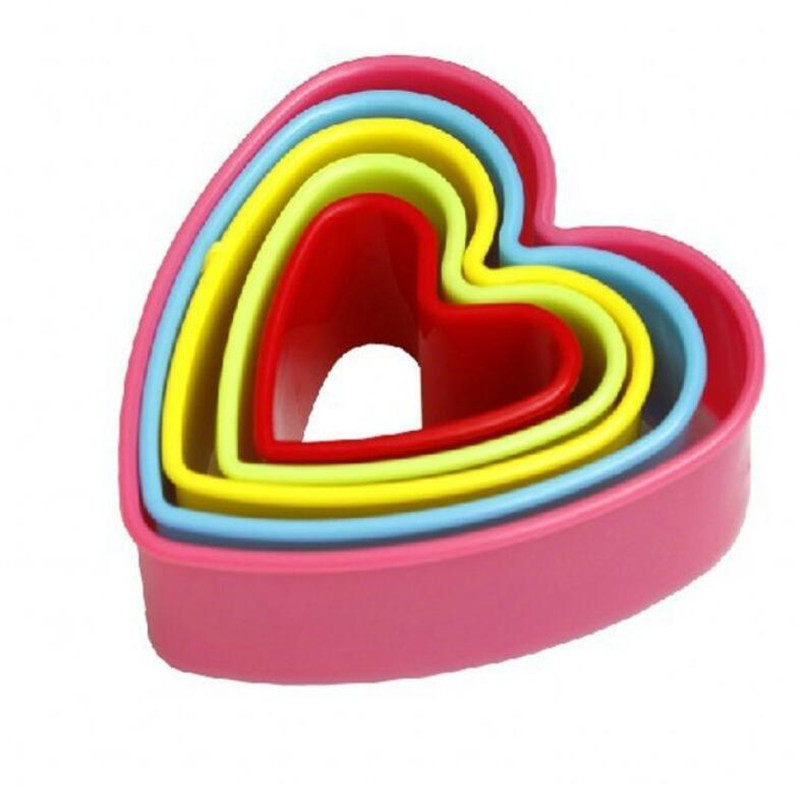 5 Pcs/6 Stks/set Cookie Cutter Cakevorm Biscuit Fondant Diy Cake Keuken Koken Keuken Bakken Tools Cake Cookie mold Biscuit: heart