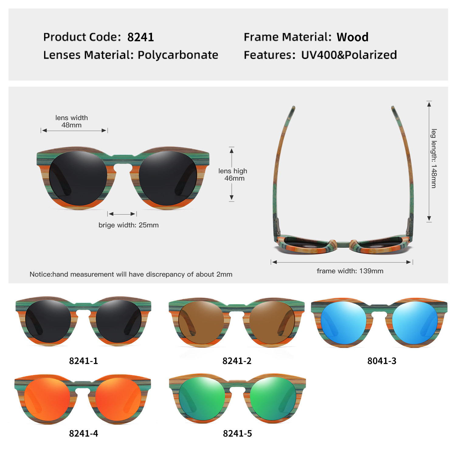 Gm Kleur Bamboe Ovale Zonnebril Hout Gepolariseerde Zonnebril Mannen Vrouwen Mode Bril UV400 Bescherming Eyewear Houten Vierkante Doos