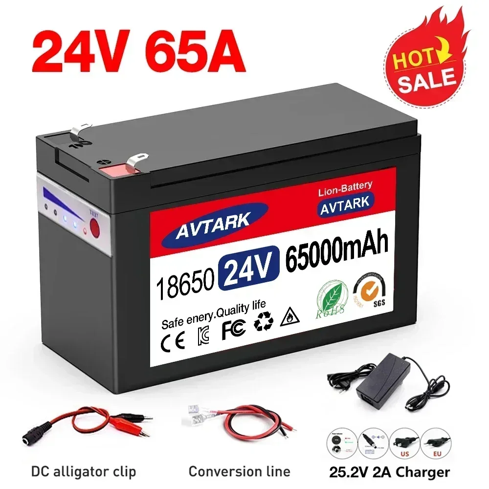 24V LiFePO4 65Ah 100Ah 120Ah Electric Vehicle Battery Pack 18650 Lithium Battery with Built-in BMS 30A High Current for EV: Rood