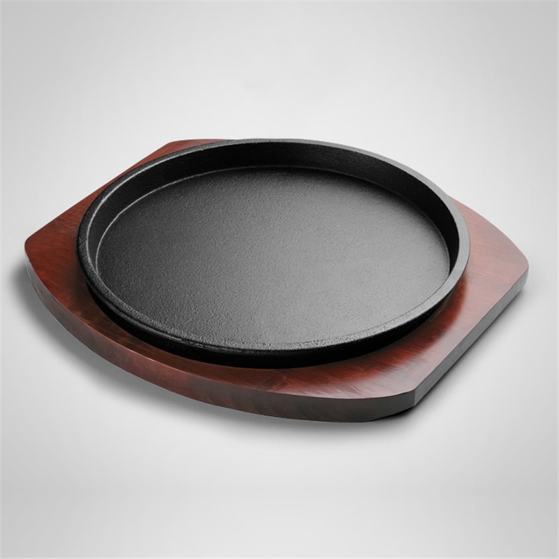 Round household iron plate plate Korean barbecue pan fried steak plate non stick cast iron barbecue plate steak plate cast iron
