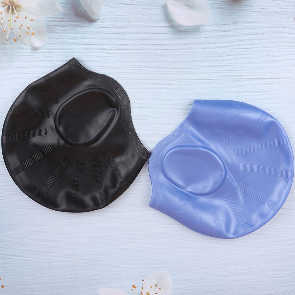 2pcs Silicone Swimming Cap Waterproof Swimming Hat Sports Elastic Swimming Hat Ear Protection Swimming Head Accessory for Adult
