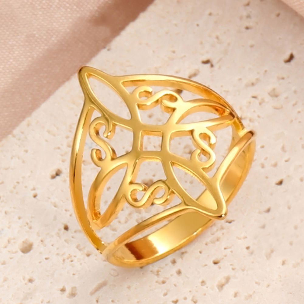 Dawapara Witch Knot Ring for Women Stainless Steel Celtis Knot Ring Witchcraft Amulet Pagan Wiccan Jewelry Valentine's Day