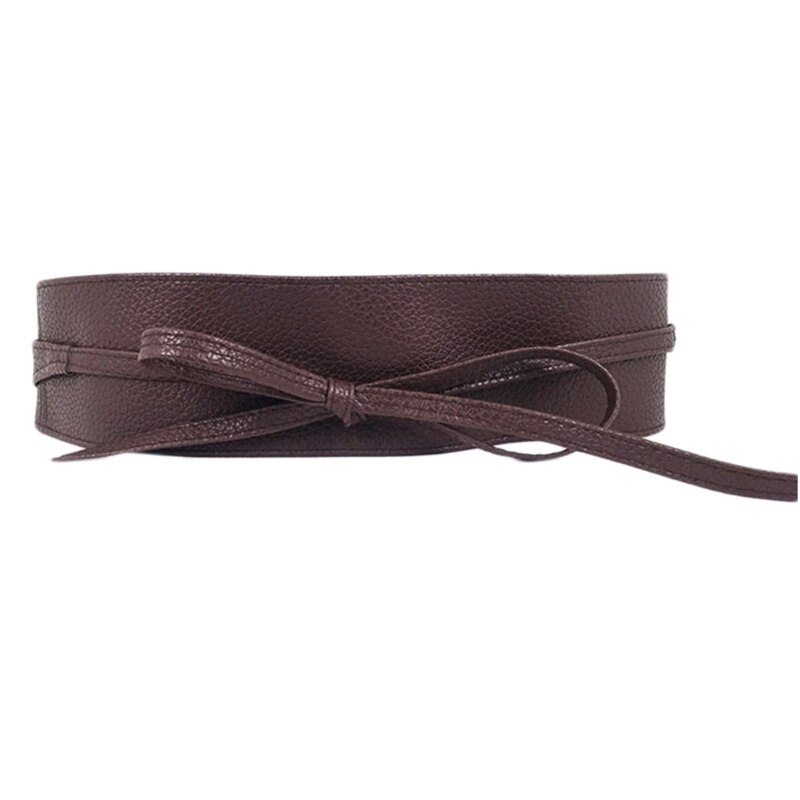 Cinturón de piel sintética y pajarita suave para mujer, corsé bohemio envolvente ancho, corpiño Vintage, Color sólido, M19 21: 4