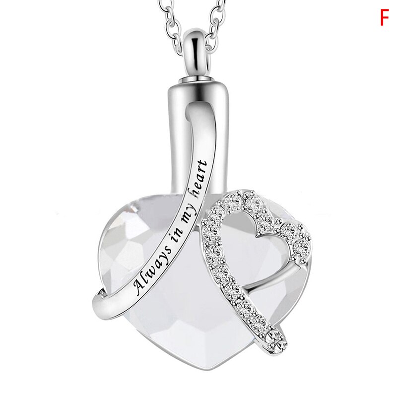 Always in my heart Locket screw Heart cremation memorial ashes urn birthstone necklace jewelry keepsake pendant: F