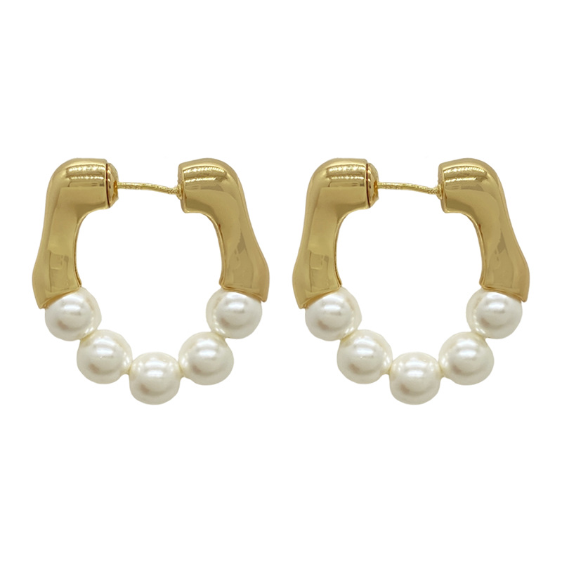 YANGLIUJIA Pendientes de perlas de metal Estilo europeo y americano Pendientes de tuerca de con personalidad Accesorios de boda de viaje para chica