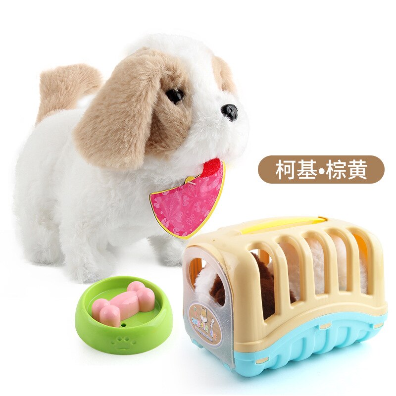 Bonito simulação elétrica cão coelho brinquedos de pelúcia sons andando robô inteligente filhote de cachorro brinquedo elétrico: 02