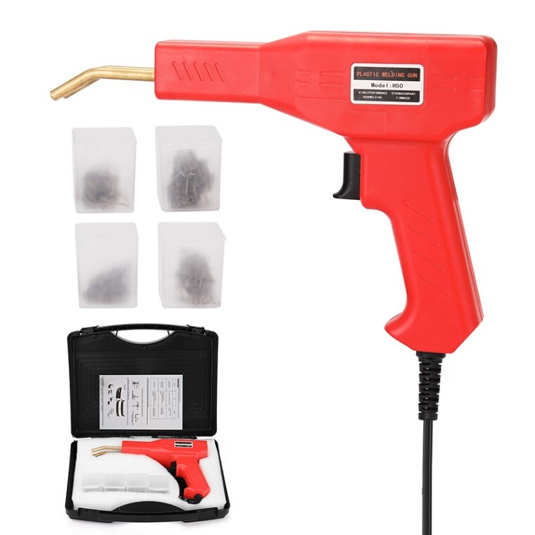 50W Plastic Welders Welding Equipment Car Bumper Repair Stapler Garage Tools Staplers Machine PVC Plastic Repairing Tool: UK plug / Red1