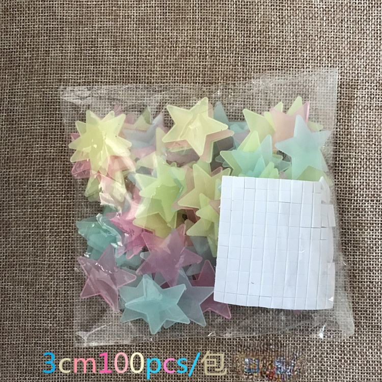 100pcs 3D Stars Glow In The Dark Wall Stickers Luminous Fluorescent Wall Stickers For Kids Baby Room Bedroom Ceiling Home Decor: color