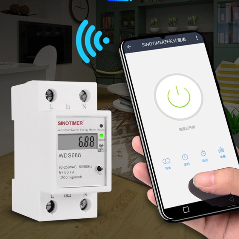 WIFI Din Rail AC 90-250V Energy Power Meter Single Phase Smart Timer Switch Control 110V 230V 50Hz 60Hz Energy Meter