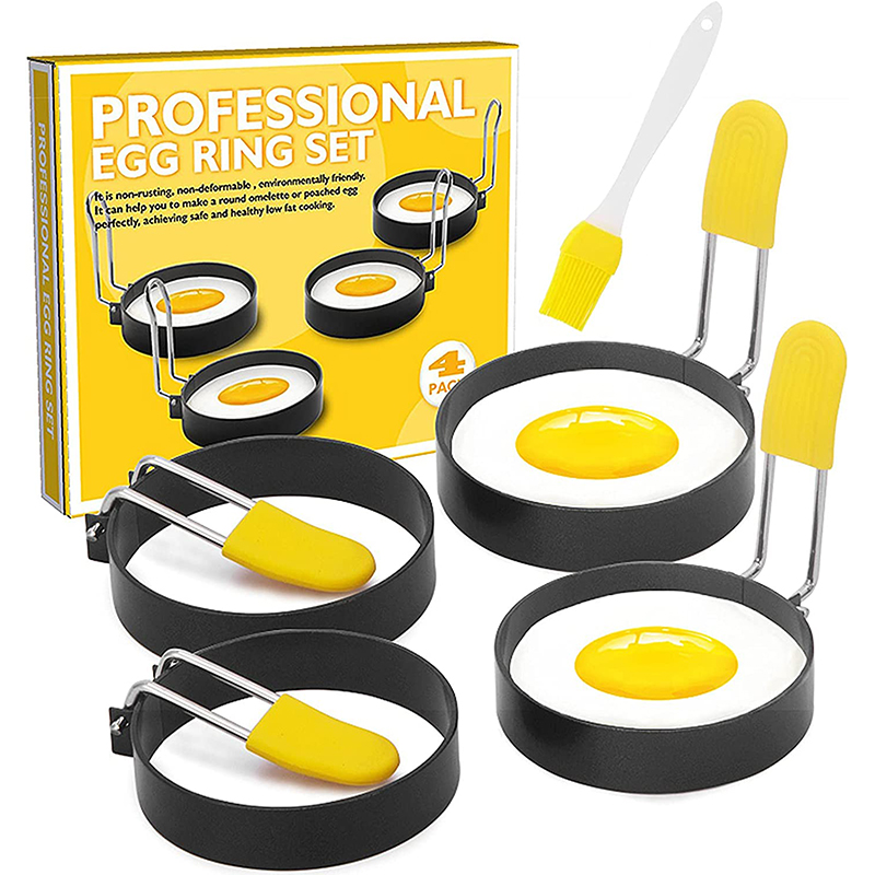 LMEETJMA 4 Uds anillos de huevo para freír huevos anillo redondo antiadherente de acero inoxidable para cocinar huevos para freír huevos y huevos Mcmuffins JT86