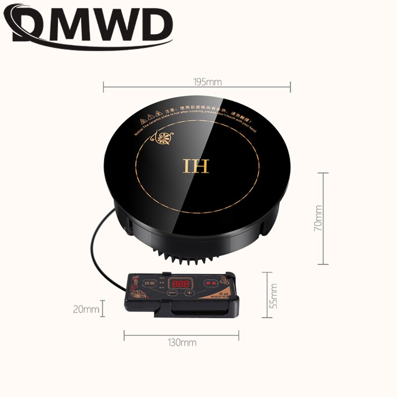 DMWD Electric Magnetic Induction Cooker Wire Control Mini Embedded Hotpot Hob Burner Waterproof Pot Tea Boiler Stove Cooktop