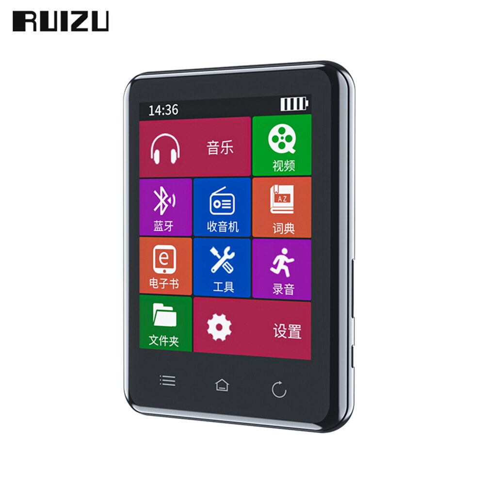 Ruizu D66 Bluetooth 5.0 MP3 Speler Touch Screen Muziekspeler Draagbare Audiospeler Ondersteuning Fm Radio Recorder E-Book Klok Video