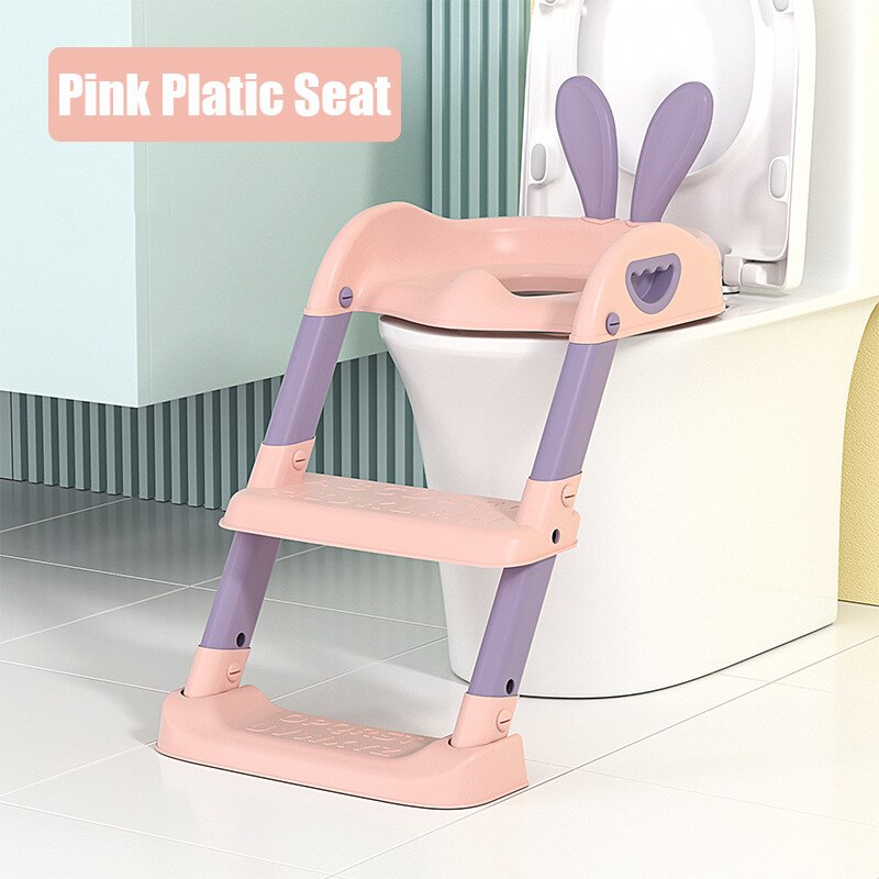 Baby Toiletzitting Met Verstelbare Ladder Zuigeling Wc Training Klapstoel Training Baby Zindelijkheidstraining Seat Kinderen Potje: 2Pink plastic seat