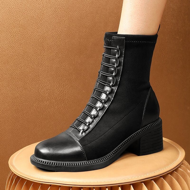 Women's Western Ankle Boots Square Heel