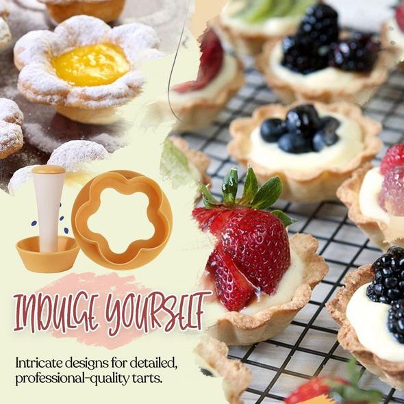 Pastry Dough Tamper Kit Kitchen Flower Round Cookie Cutter Set Cupcake Muffin Tart Shells Mold