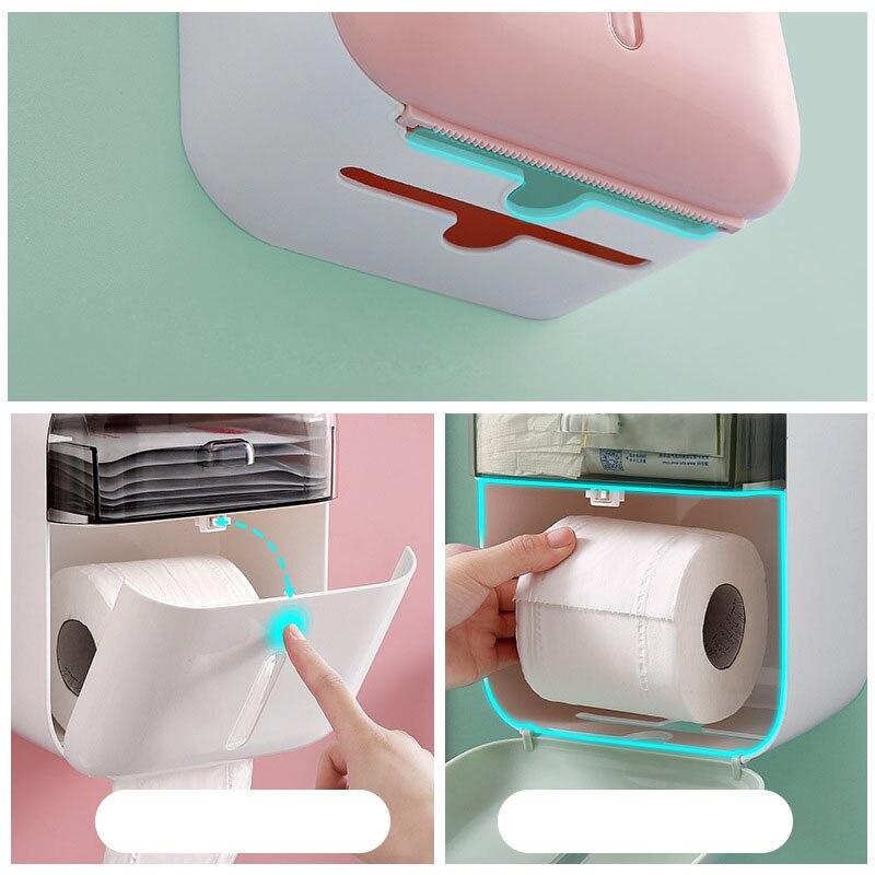 Wasserdichte Wand Montiert Wc Papier Halter Bad Tissue Box Tray Rollen Papier Kunststoff Wc Papier Fach Doppel Schicht Lagerung