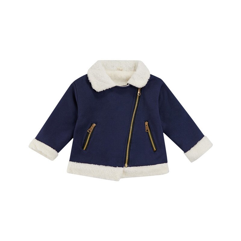 Manteau à manches longues pour bébé, veste à revers, avec poches latérales, pour fille et garçon de 0 à 36 mois, vêtement d&#39;extérieur épais et: Bleu / 24M