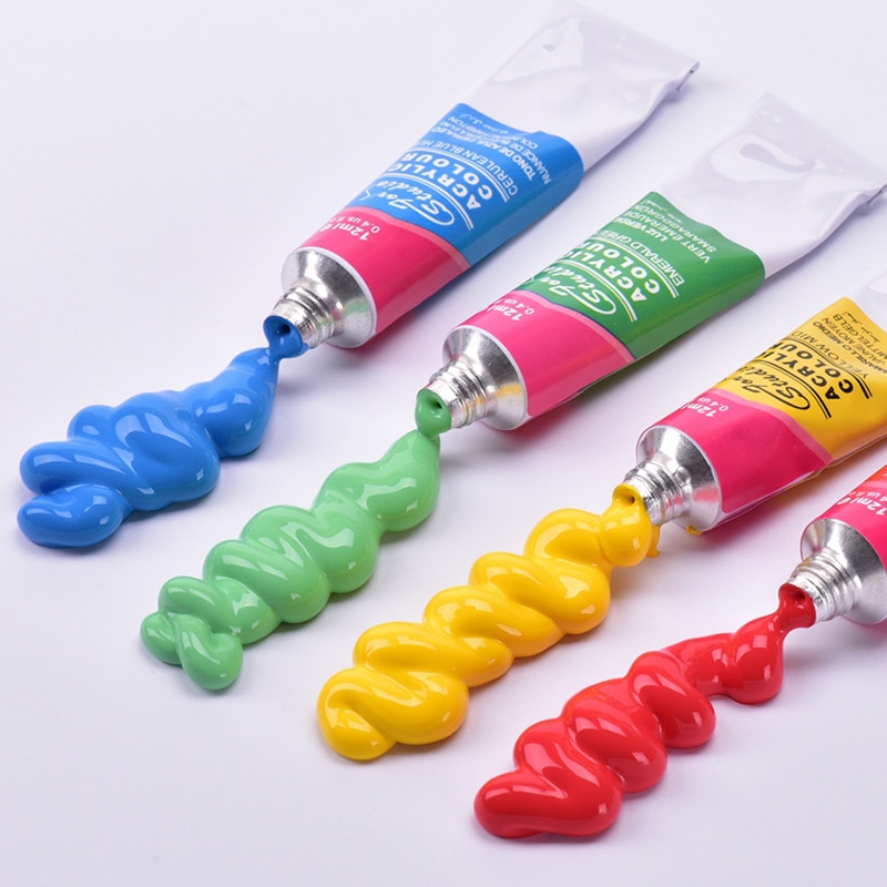 12 Colors Acrylic Paint Set 5ml/piece for Students Drawing Wall Painting DIY Waterproof Textile