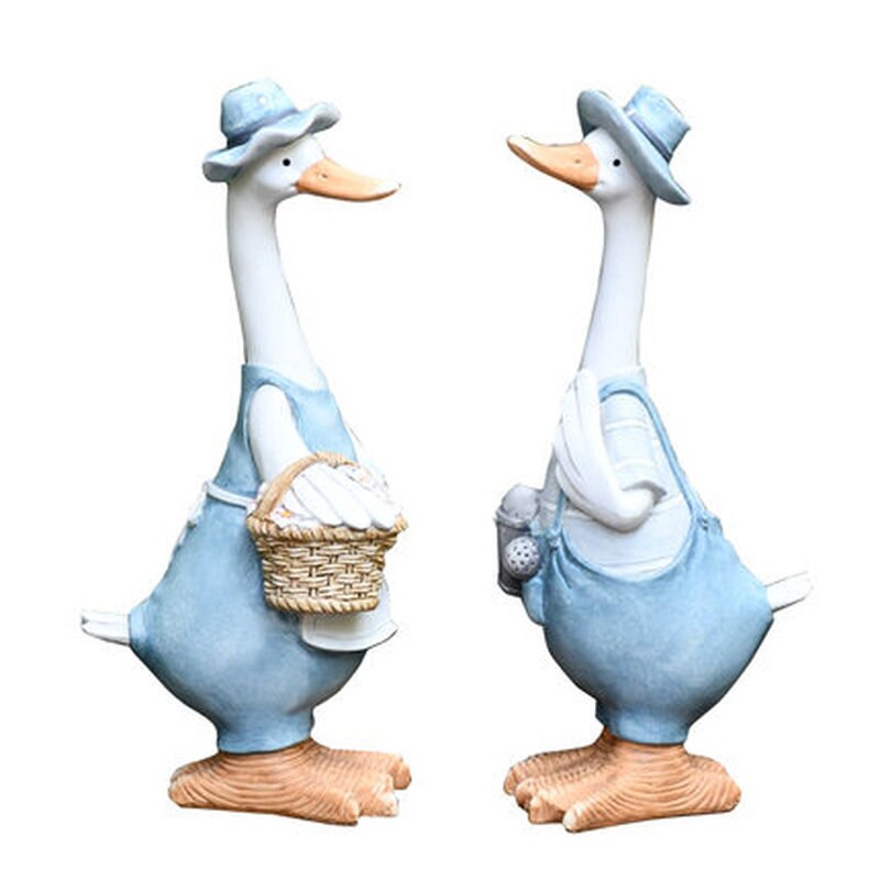 Duck Ornaments Resin Artificial Duck Garden Sculpture Animal Statue Couple Decoration Simulation Pond Decor Landscape Crafts