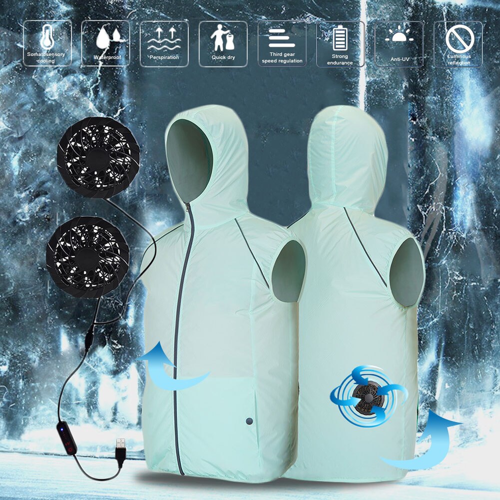 Gilet de Protection contre le soleil pour hommes et femmes, avec ventilateur rafraîchissant, pour climatisation, d&#39;extérieur, chargeur USB, UPF50 +, été
