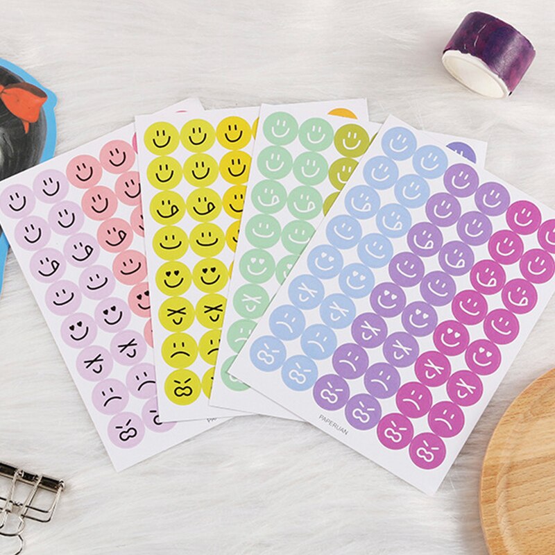 4 Sheets Love Heart Stickers Face Mood Scrapbooking Decorative Sticker Korean DIY Diary Album Stick Label Kawaii Stationery