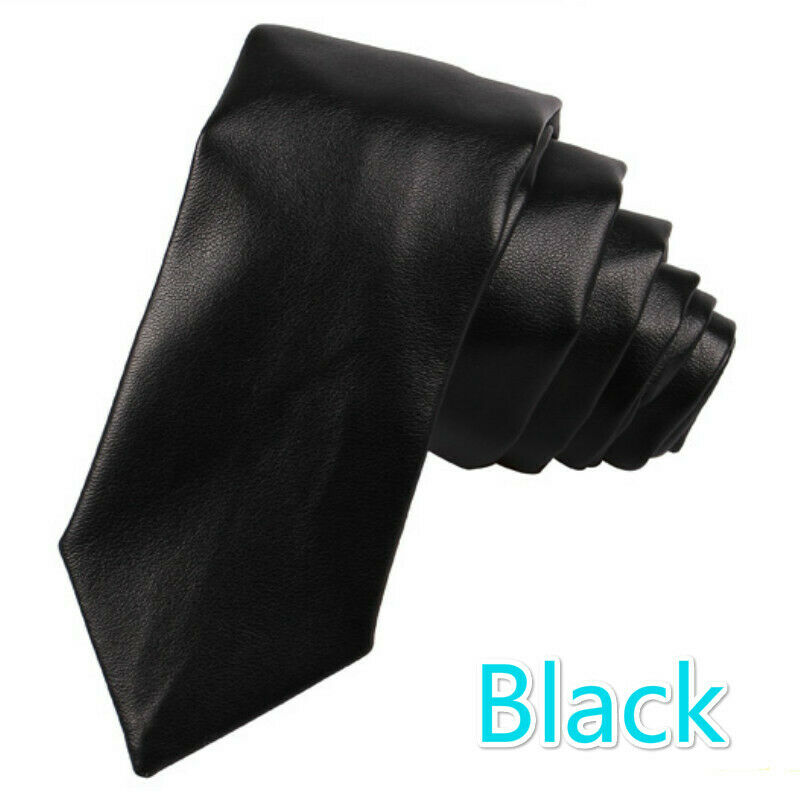 Corbatas de cuero PU informales para hombre, corbatas de de Color sólido, corbata para traje de negocios y boda: 06