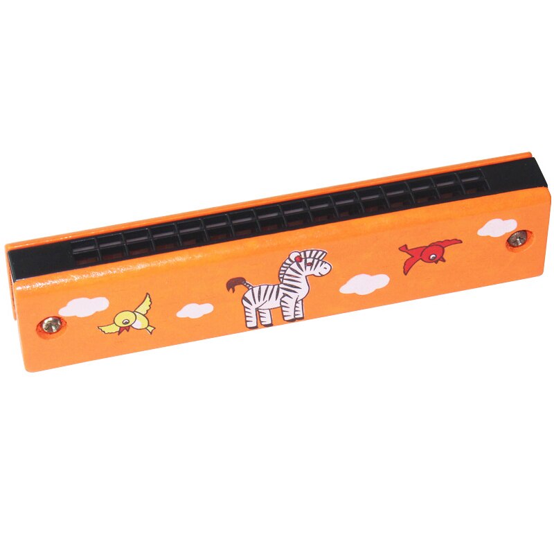 Double Row 16 Hole Harmonica Musical Instruments Children's Wooden Painted Harmonica Early Education Toy Teaching: 05