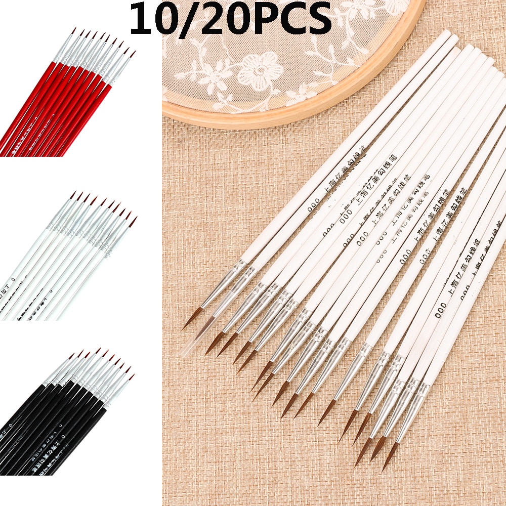 Juego de pinceles finos de nailon para pintura acrílica, pincel fino para pintar a mano, suministros de arte, bolígrafo para dibujo artístico, 10 unidades