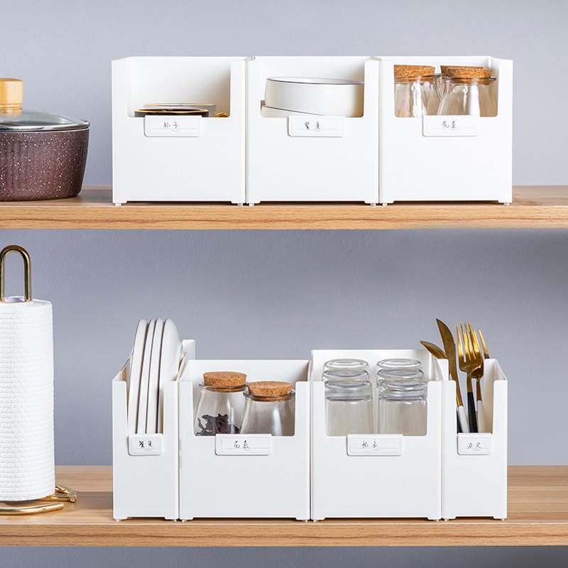 Plastik tykkere køkken arrangør flaske plade gaffel rack med tag holder kosmetisk kasse stablet makeup opbevaring badeværelse arrangør