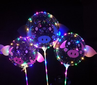 Transparent wave ball with lights glowing balloons cartoon balloon for party wedding night date romantic: Olive