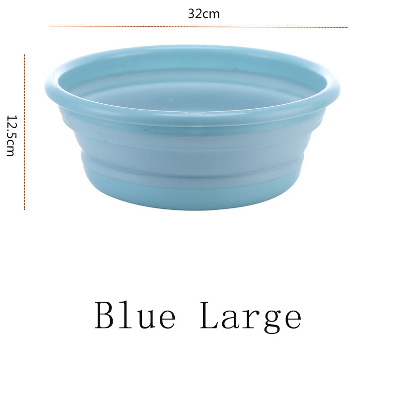 Portable Folding Washbasin Tourism Camping Foldable Basin Bathroom Gadget Kitchen Household Cleaning Tools Car Wash Basins: Blue Large