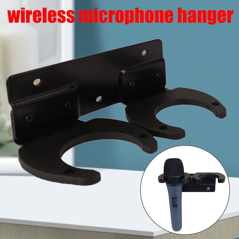 Organizer KTV Wireless Microphone Hanger Holder Space Saving Mic Accessories Stands Black Double Hook Show Dual-use Wall Mounted