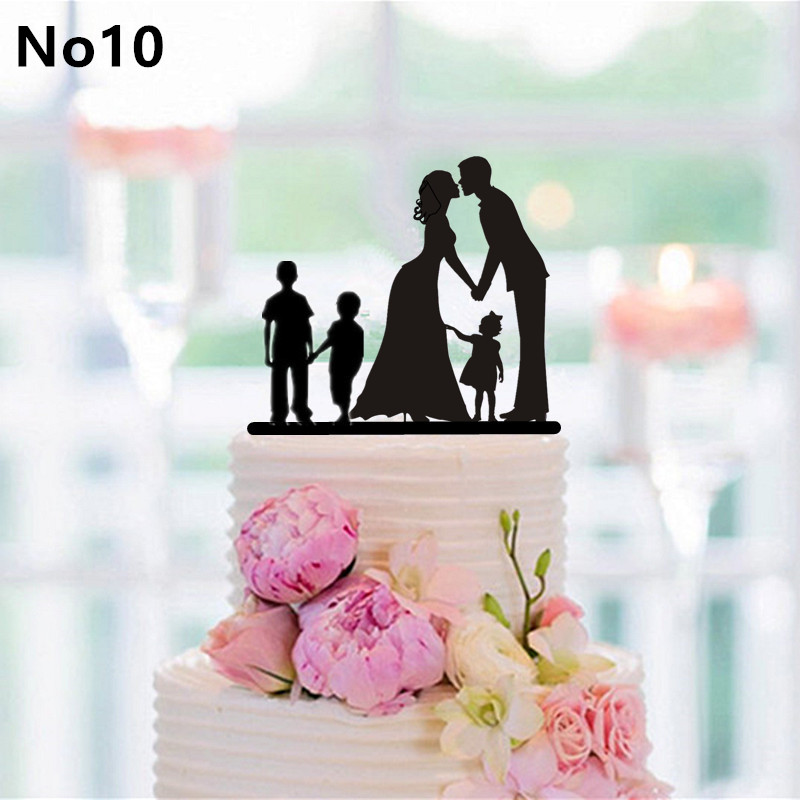 Familie stil kage topper familie silhuet bryllup kage topper brud og brudgom par topper bryllup, jubilæum indretning: No 10