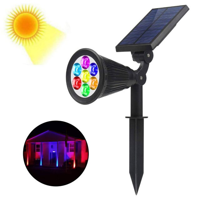 Led Outdoor Solar Spotlight Solar Gazon Stoep Floor Light IP65 Waterdichte Tuin Tuin Licht Kleur Veranderende Licht: RGB