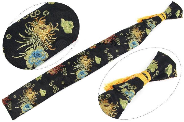 Soft And Delicate Silk Sword Bag Fitting For Japanese Samurai Sword Katana Black Chrysanthemum Nice