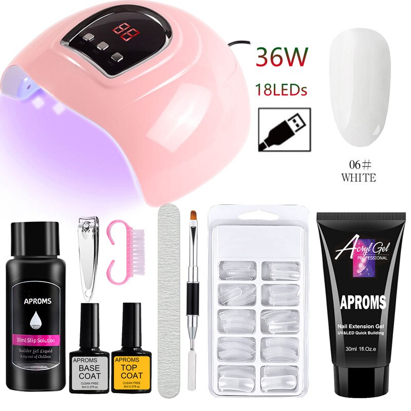 UV LED Nagel Lampe Poly Nagel Gel Erweiterung Nagel einstellen 30ML Poly Nagel Gel UV Nagel Gel Baumeister Manikübetreffend einstellen Salon Nagel Trockner Nagel Bausatz: Poly Gel 6 X4 einstellen