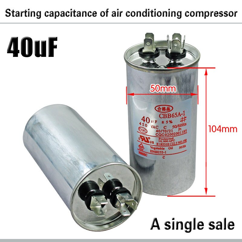 Kompressor klimaanlæg klimaanlæg kondensator 20/25/30/35/45/50 / 75uf /  cbb 65 start kondensator 450v