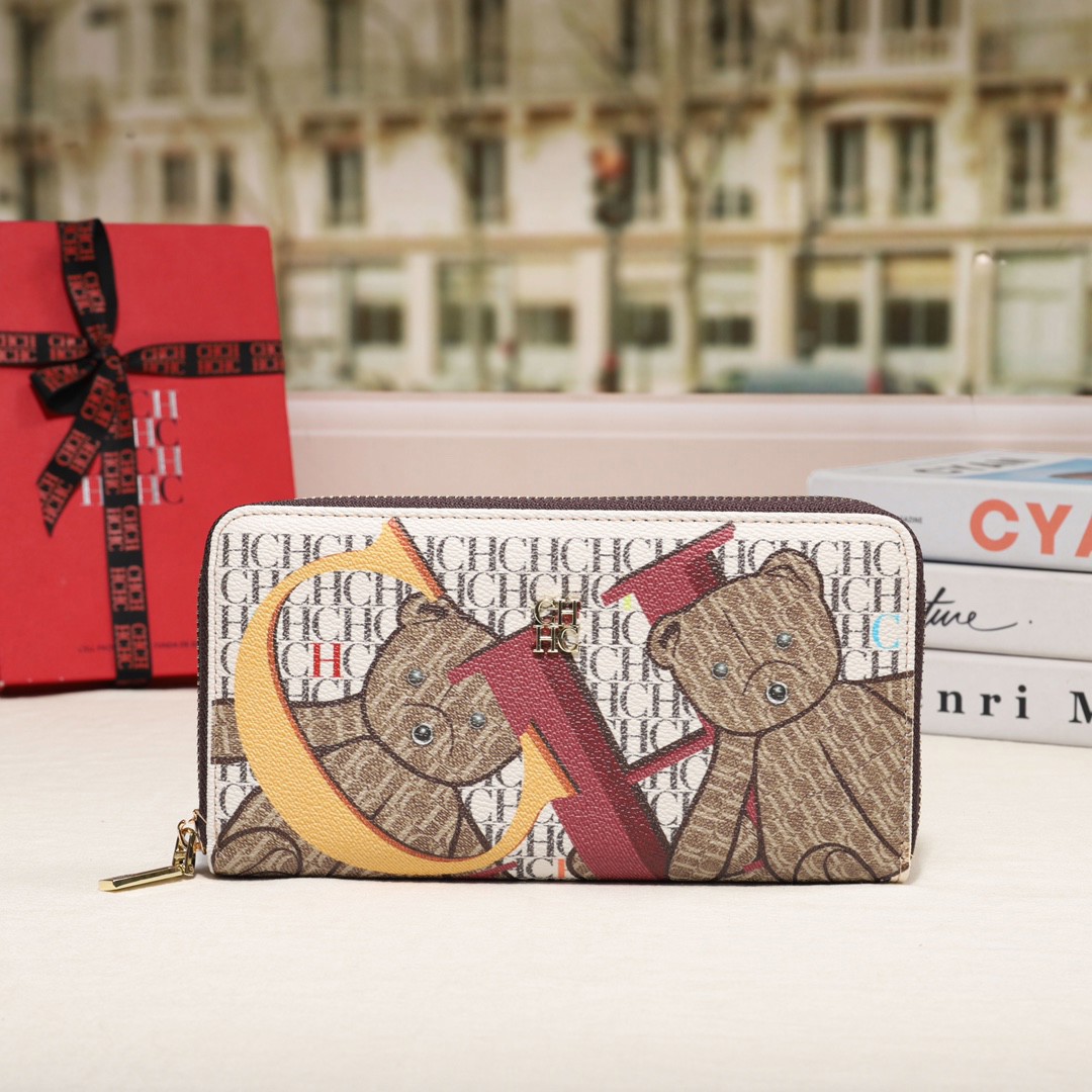 CH Premium Folding Printed Monogrammed Luxury Women's Handbags Square Wallet Classic Vintage: Beige