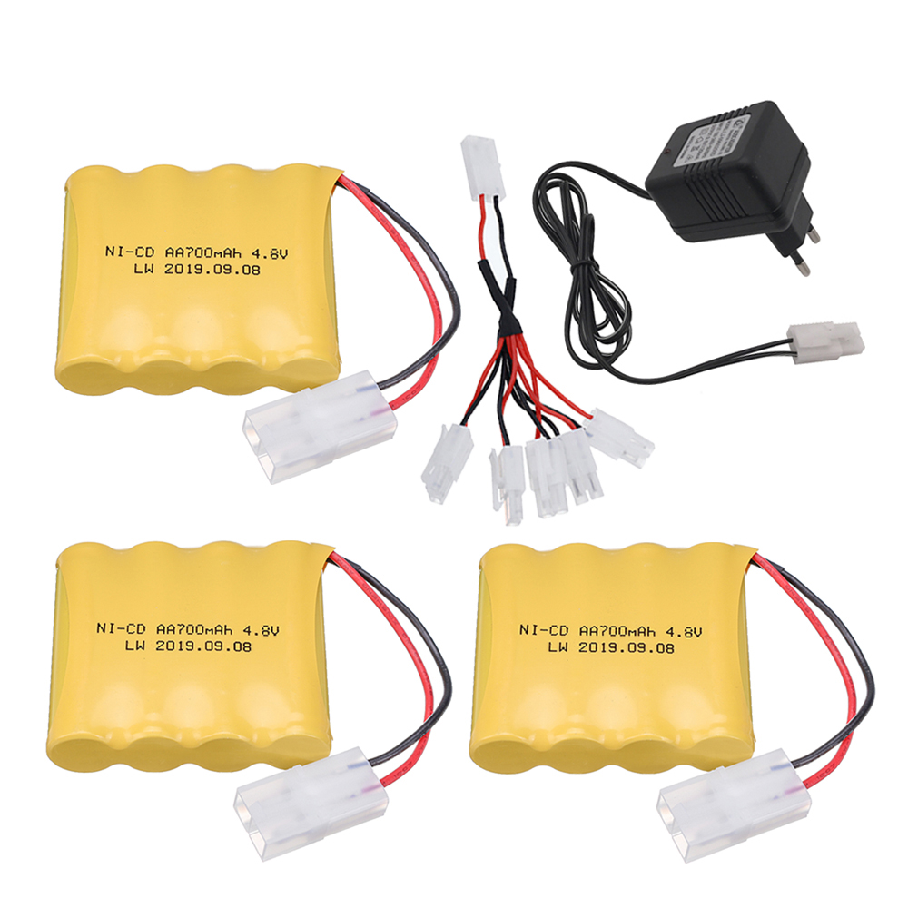 Batería recargable para juguetes eléctricos de control remoto, cargador de 4,8 V, 4,8 mAh, AA, para coche, camión, tanque, barco, enchufe TAMIYA, NI-CD, 700 V: Naranja