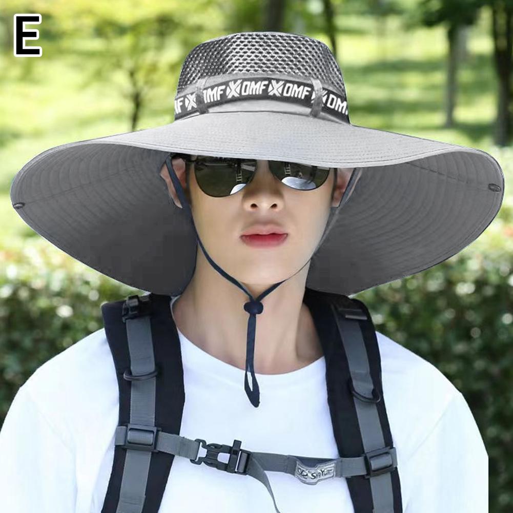 Summer Large Sun Hat Men Women Breathable Fishing Caps Sun UV Protection Mesh Fisherman Hat Hiking Outdoor Beach Cap: Clear