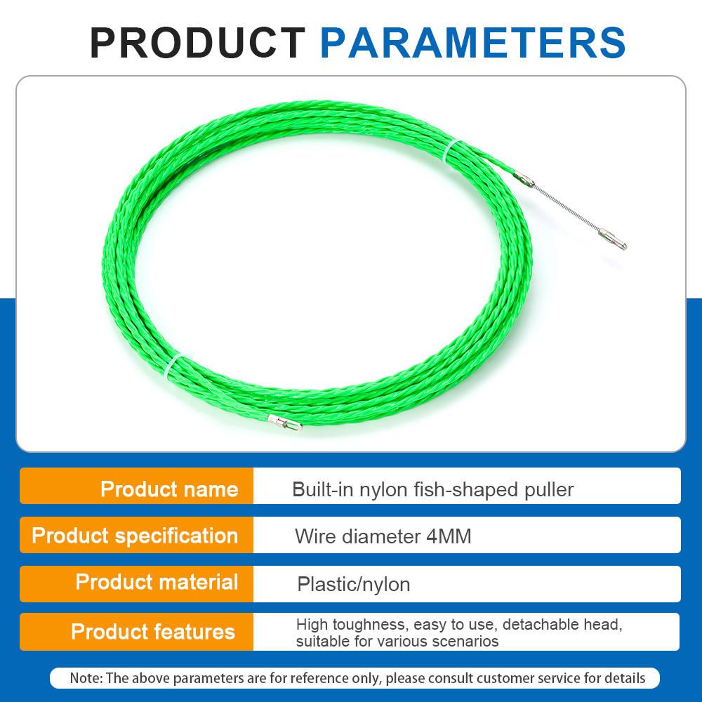 4mm 5m-50m Fiberglass Cable Push Pullers Duct Snake Rodder Fish Tape Wire Pom Fish Draw Tape Electrical Cable Puller Aid Tool