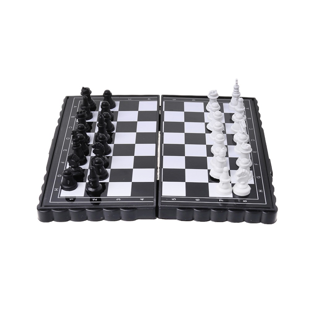 1set Mini Portable Chess Folding Magnetic Plastic Chessboard Board Game Kid Toy