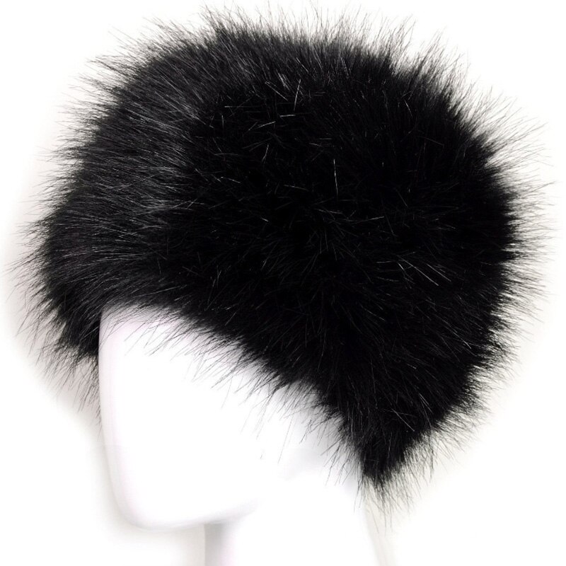 Women Fluff Hats Lady Cap Soft Winter Warm Faux Fur Beanies Ear Protect Cute Casual Hat Headgear Headdress: Black