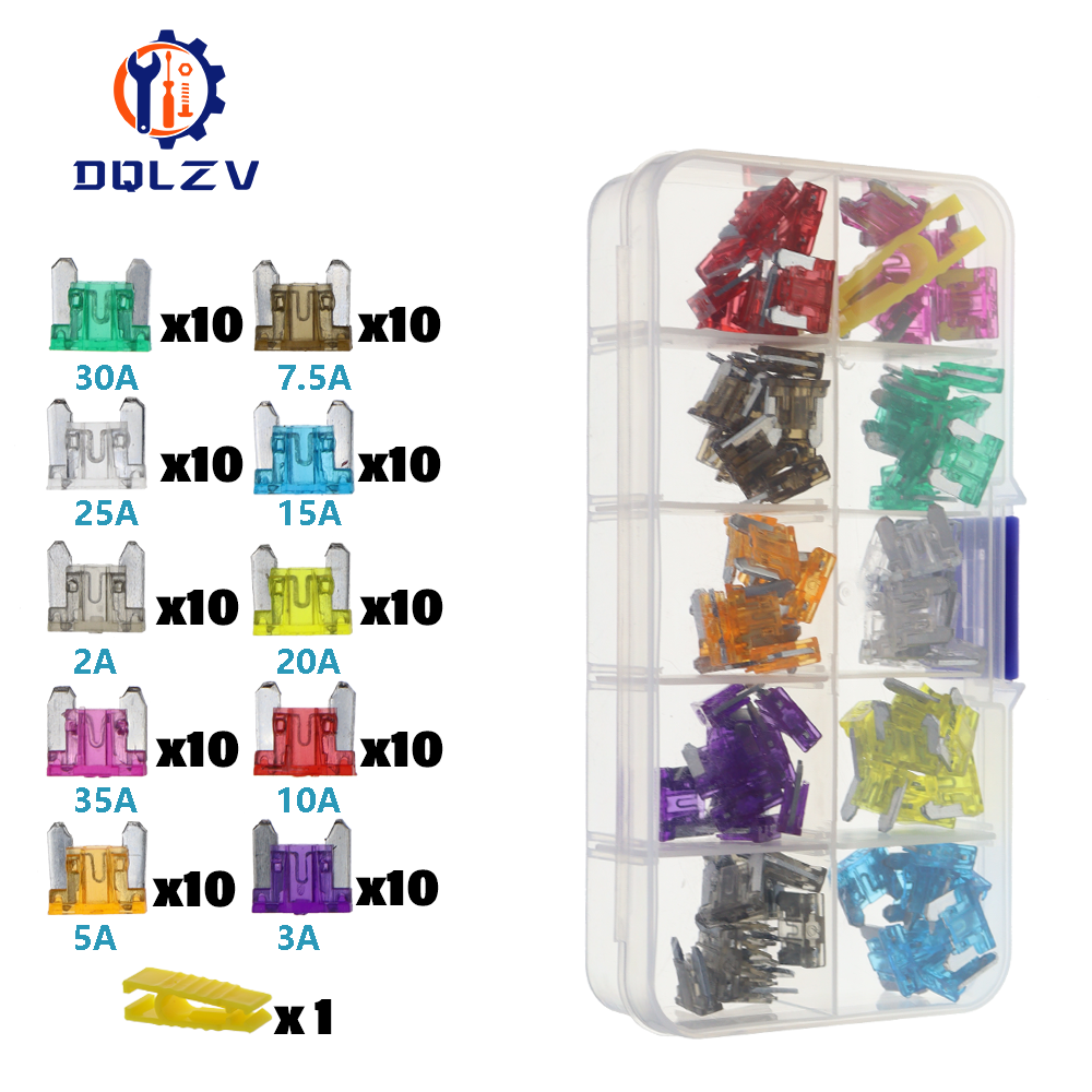 Fusible de coche 5/7, 5/10/15/20/25/30/35/40A Mini/pequeño/mediano 32V tipo hoja automotriz fusible de aleación de Zinc con Clip de caja: Blanco