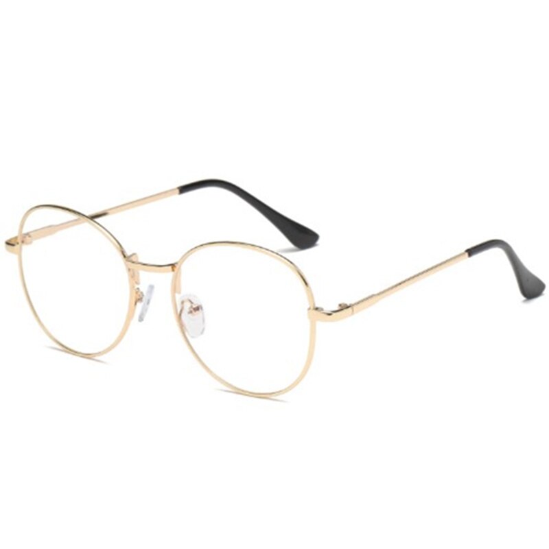 Anti-blue light Computer Eyeglasses Metal Frame Men Women Spectacles Round Eyewear Plain Glasses: Gold